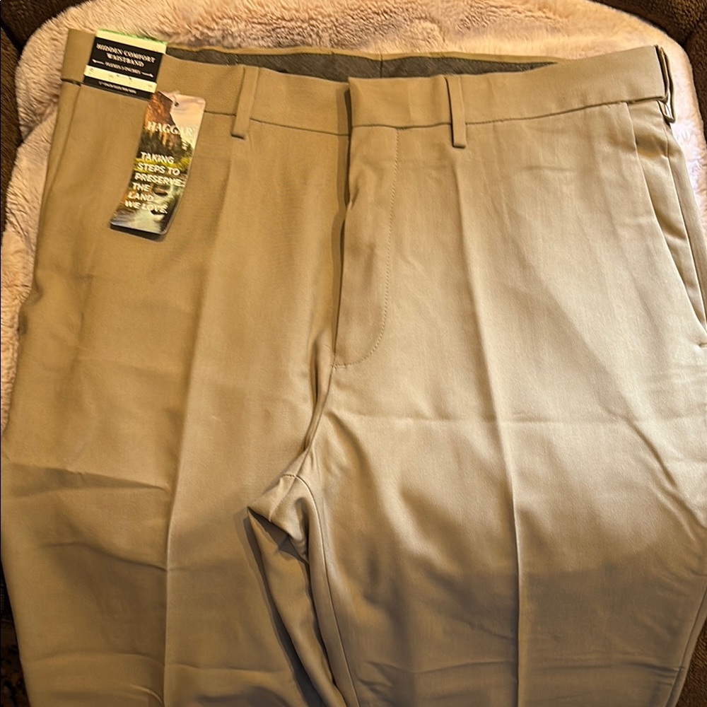 Haggar Tan Classic Fit Trousers, 34 x 29